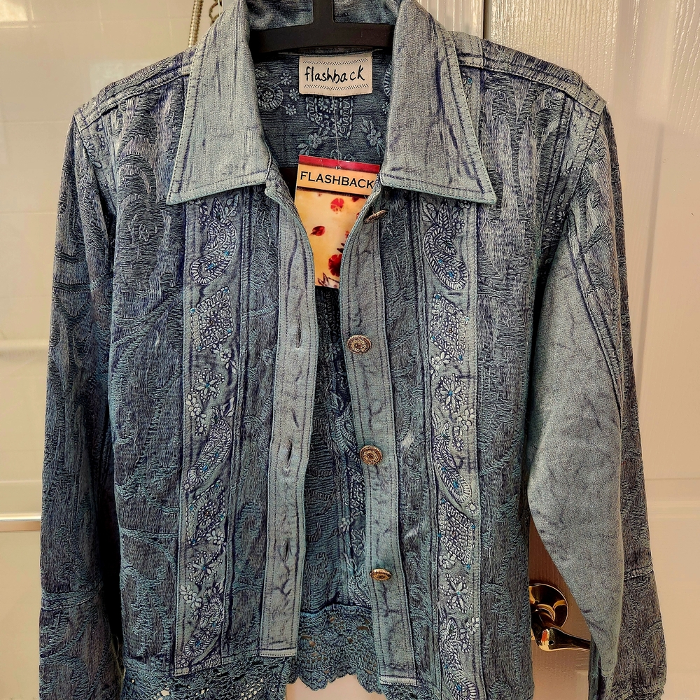 FINAL REDUCTION Flashback Blue Embroidered Women's Denim Jacket